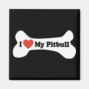 Ich Liebe mein Pitbull - Hundeknochen Magnet