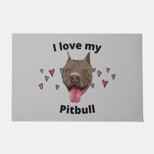 " ICH LIEBE MEIN PITBULL" TÜR MAT. TÜR FUßMATTE