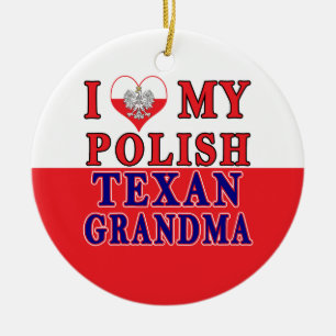 Ich Liebe mein polnisches texanisches Oma Keramik Ornament