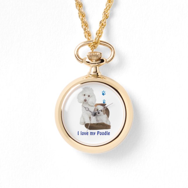 Ich Liebe mein Poodle Armbanduhr (Vorderseite)