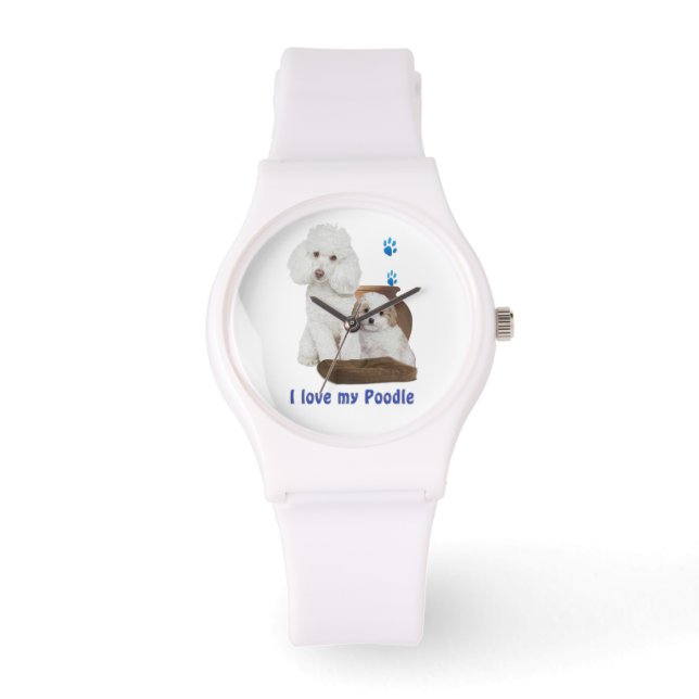 Ich Liebe mein Poodle Armbanduhr (Vorderseite)