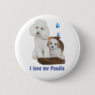 Ich Liebe mein Poodle Button