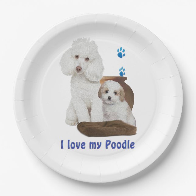 Ich Liebe mein Poodle Pappteller (Vorderseite)