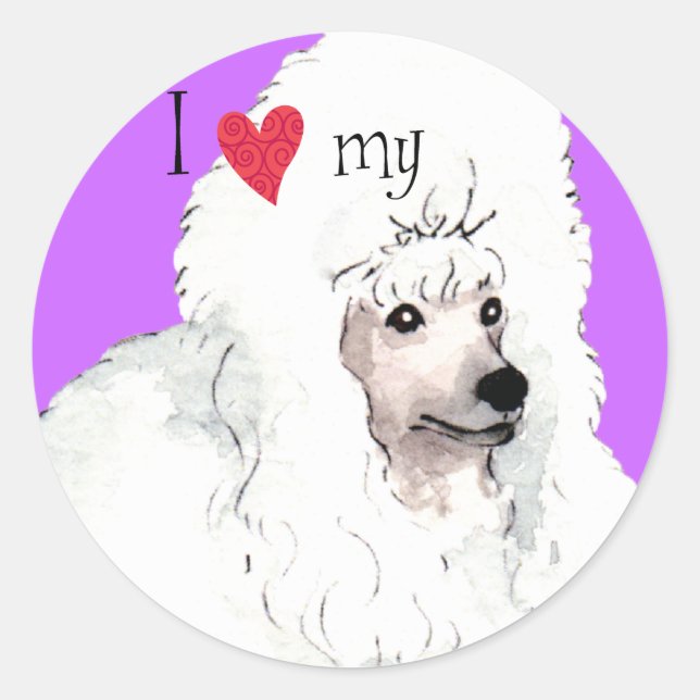 Ich Liebe mein Poodle Runder Aufkleber (Vorderseite)
