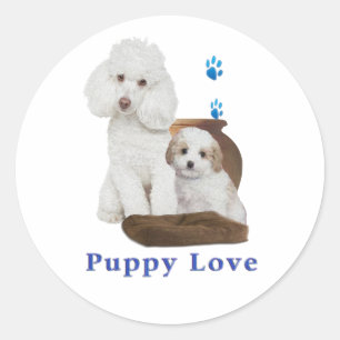 Ich Liebe mein Poodle Runder Aufkleber