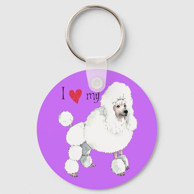 Ich Liebe mein Poodle Schlüsselanhänger (Vorderseite)