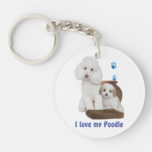 Ich Liebe mein Poodle Schlüsselanhänger (Vorderseite)