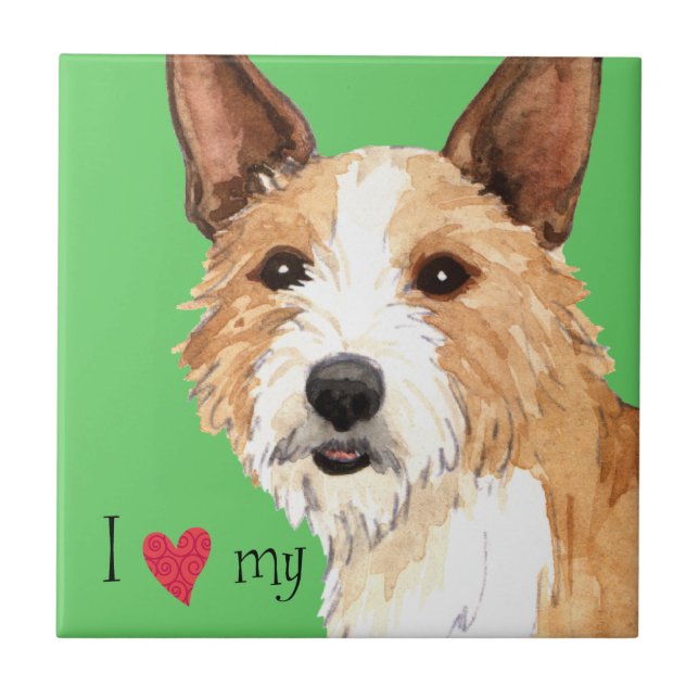 Ich Liebe mein Portugiesisch Podengo Pequeno Fliese (Vorderseite)