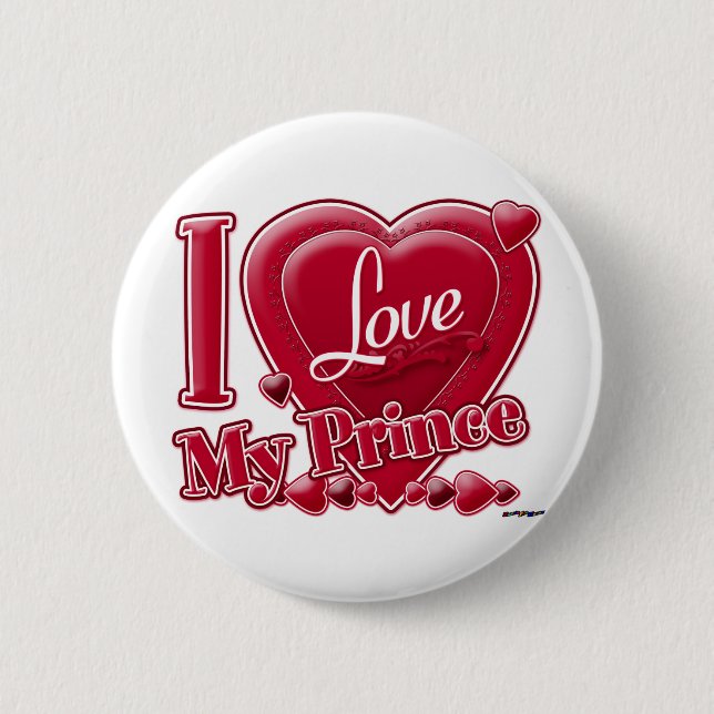 Ich Liebe mein Prinz rot - Herz Button (Vorderseite)