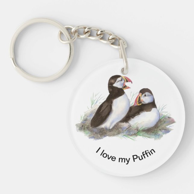 Ich Liebe mein Puffin Fun Quote Puffin Bird Art Schlüsselanhänger (Vorderseite)