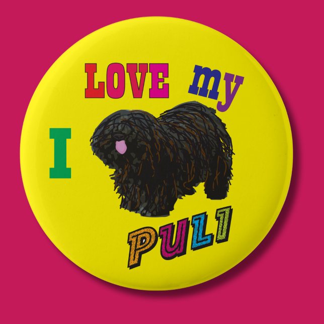 Ich Liebe mein Puli Hund Button Abzeichen (Von Creator hochgeladen)