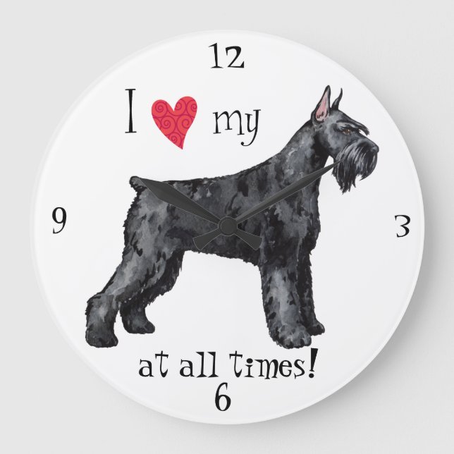 Ich Liebe mein Riese Schnauzer Große Wanduhr (Vorderseite)