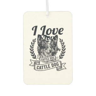 Ich liebe mein Rinderhund-Vintage-Gravurdesign_1 Autolufterfrischer
