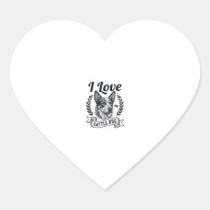 Ich liebe mein Rinderhund-Vintage-Gravurdesign_1 Herz-Aufkleber