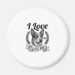 Ich liebe mein Rinderhund-Vintage-Gravurdesign_1 Magnet