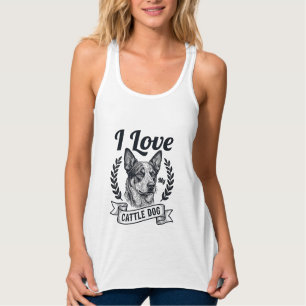 Ich liebe mein Rinderhund-Vintage-Gravurdesign_1 Tank Top