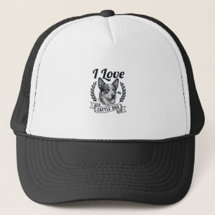 Ich liebe mein Rinderhund-Vintage-Gravurdesign_1 Truckerkappe