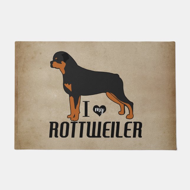 Ich Liebe mein Rottweiler Hund rustikal Fußmatte (Vorderseite)