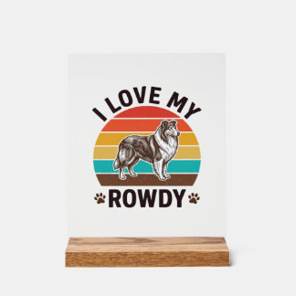 Ich liebe mein Rowdy-Vintage-Collie-Hund-Design_1 Acrylschild