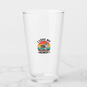 Ich liebe mein Rowdy-Vintage-Collie-Hund-Design_1 Glas