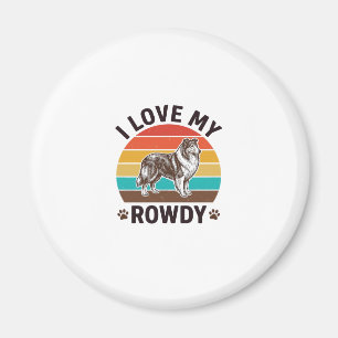 Ich liebe mein Rowdy-Vintage-Collie-Hund-Design_1 Magnet