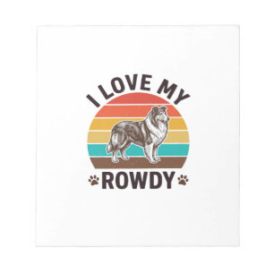 Ich liebe mein Rowdy-Vintage-Collie-Hund-Design_1 Notizblock