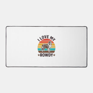 Ich liebe mein Rowdy Vintage Collie Hund Design_1 Schreibtischunterlage