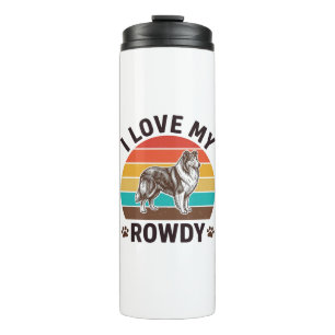 Ich liebe mein Rowdy-Vintage-Collie-Hund-Design_1 Thermosbecher