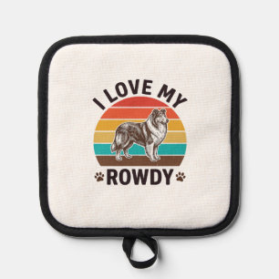 Ich liebe mein Rowdy-Vintage-Collie-Hund-Design_1 Topflappen