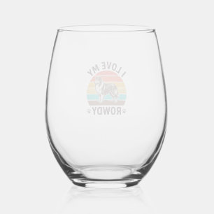 Ich liebe mein Rowdy-Vintage-Collie-Hund-Design_1 Weinglas Ohne Stiel