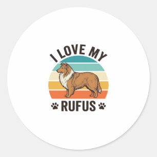 Ich liebe mein Rufus Vintage-Hundedesign_1 Runder Aufkleber