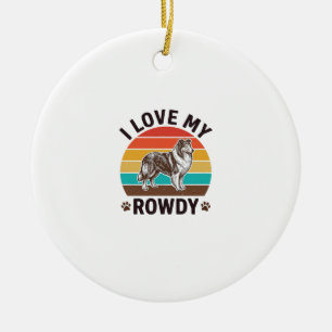 Ich liebe mein rüpelhaftes Vintage-Collie-Hund-Des Keramik Ornament
