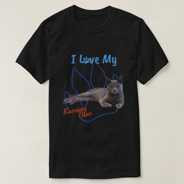 Ich Liebe mein Russisch Blue Best Cat Lover Paw Pr T-Shirt (Design vorne)