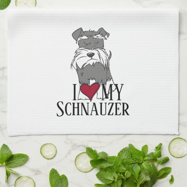 Ich Liebe mein Schnauzer Geschirrtuch (Gefaltet)