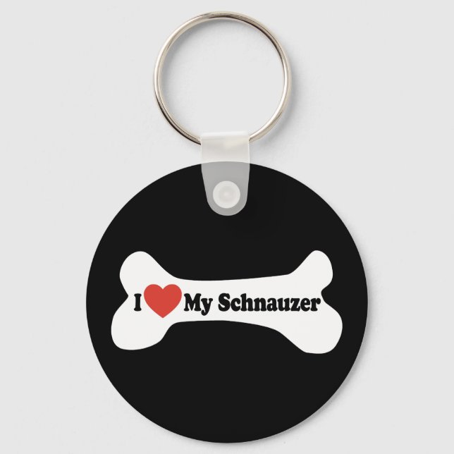 Ich Liebe mein Schnauzer - Hundeknochen Schlüsselanhänger (Vorderseite)