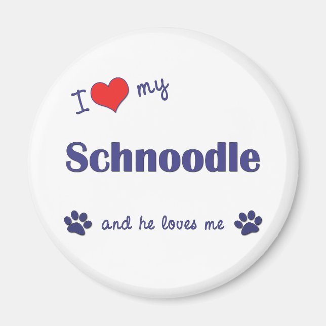 Ich Liebe mein Schnoodle (Männerhund) Magnet (Vorne)