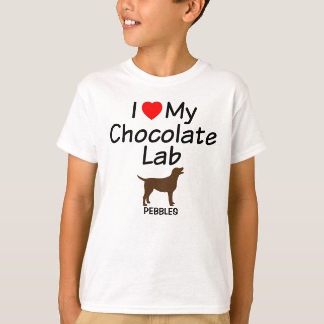 Ich Liebe mein Schokolade Labrador Hund T-Shirt (Vorderseite)