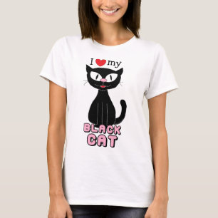 Ich liebe mein schwarzes Katze (Hilda the Kitten™) T-Shirt