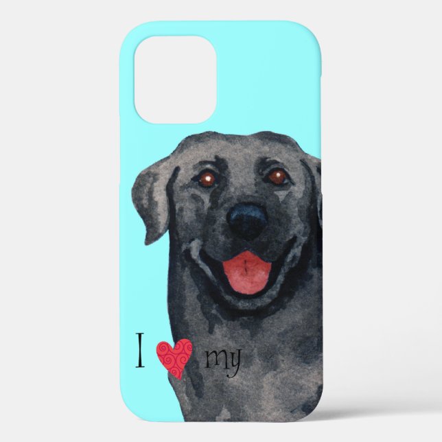 Ich Liebe mein schwarzes Labor Case-Mate iPhone Hülle (Rückseite)