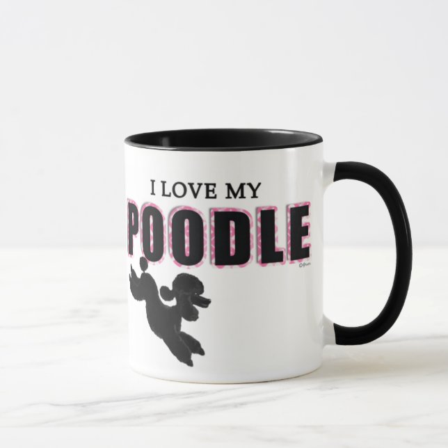 Ich Liebe mein schwarzes Poodle Tasse (Rechts)