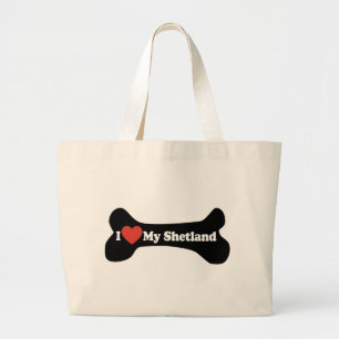 Ich Liebe mein Shetland - Hundeknochen Jumbo Stoffbeutel