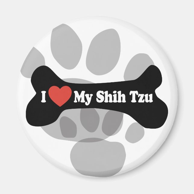 Ich Liebe mein Shih Tzu - Dog Bone Magnet (Vorne)
