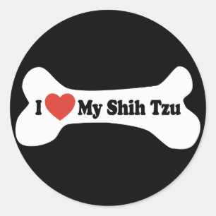 Ich Liebe mein Shih Tzu - Dog Bone Runder Aufkleber
