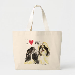 Ich Liebe mein Shih Tzu Jumbo Stoffbeutel