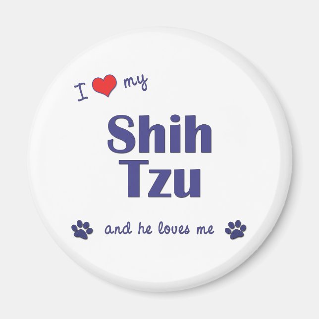 Ich Liebe mein Shih Tzu (Männerhund) Magnet (Vorne)