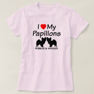 Ich Liebe mein Shirt von zwei Papillon-Hunden