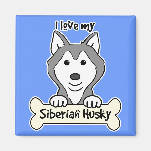 Ich Liebe mein sibirischer Husky Magnet (Vorne)