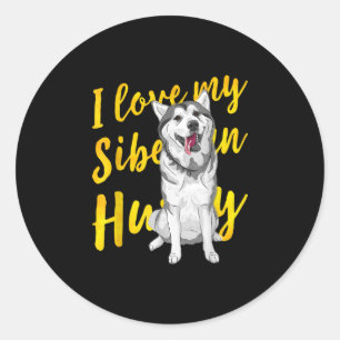 Ich Liebe mein sibirischer Husky Snow Dog Lover Runder Aufkleber