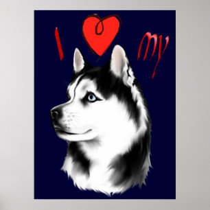 Ich Liebe mein sibirisches Husky-Poster Poster