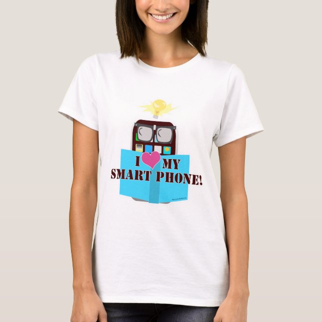 Ich Liebe mein Smartphone Niedlich Handy Cartoon T-Shirt (Vorderseite)